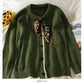 Pull à manches longues et col rond imprimé nœud vintage pour femme 1841