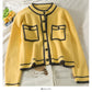 Korean stripe stand collar single breasted cardigan sweater female  1802