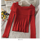 Korean slim butterfly dew clavicle sweater  1828