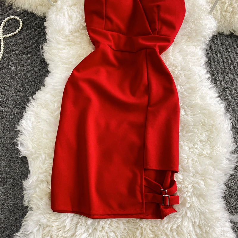New small suspender low cut dress  2936