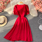 Narrow waist French long skirt with large hem  3208