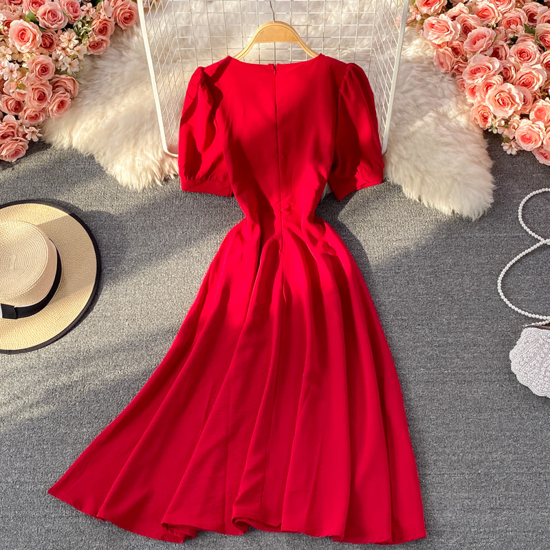 Narrow waist French long skirt with large hem  3208