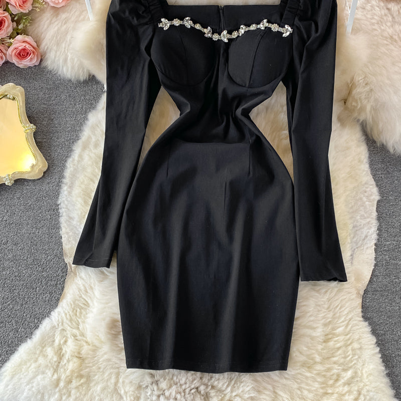 Hochwertiges, leichtes, luxuriöses Nagelbohrer-genähtes Vintage-Hüftwickelkleid 3013
