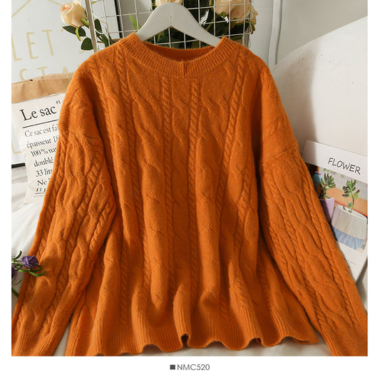 Pull femme motif chanvre ample et fin à manches longues Pull Top 1985