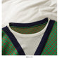 Vintage contrast stitched Plaid fake two-piece blouse  1952