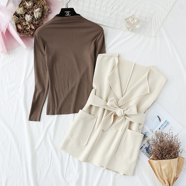 New bottomed shirt temperament pleated skirt three piece set  2206