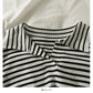 Striped loose thin Lapel long sleeve bottomed Shirt Top  1960