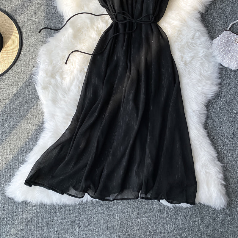 Sexy suspender shoulder and waist show thin fairy skirt  2766
