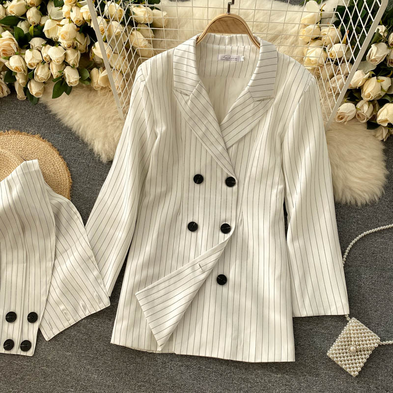 Women's suit coat women's Retro stripe design feeling waist quality commuter  1488