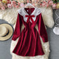 Retro temperament, slim waist, corduroy A-shaped skirt  3152