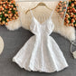 White jacquard suspender dress  2761