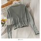 Korean Vintage V-neck single breasted long sleeved sweater for women  1782