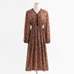 French retro minority temperament gentle wind long sleeve Floral Dress  2254