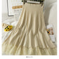 New lace stitched vertical stripe elastic waist slim skirt  2626