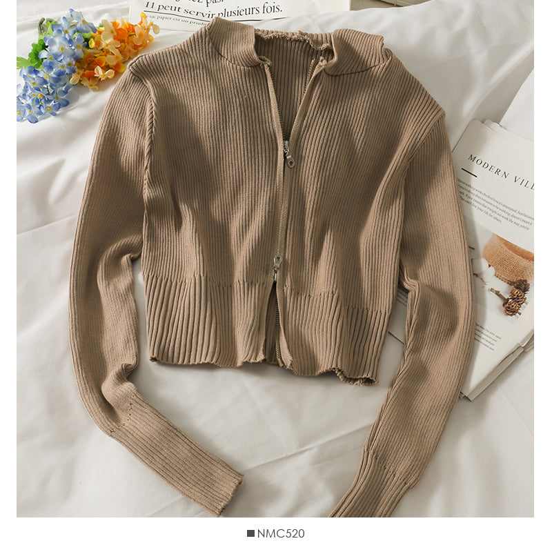 Striped slim Hooded Sweater Zip Cardigan long sleeve  1766