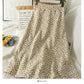 Hong Kong style retro floral high waist medium length A-line skirt  2485