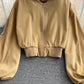 Casual zipper high waist short coat  1650