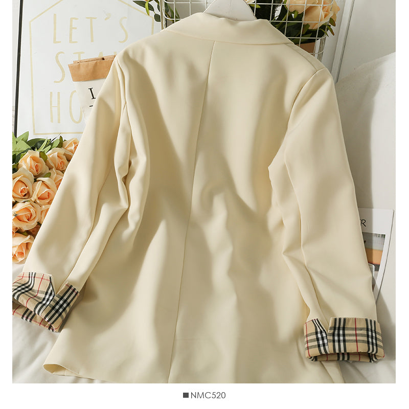 New contrast color mosaic Plaid long sleeve two button women's suit  2104