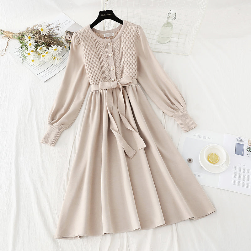 New spring and autumn bow tie tie with bottomed sweater skirt  2129