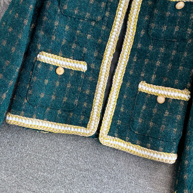 High end light luxury small fragrance celebrity tweed coat female  1660