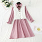 Knitted vest corduroy dress sweet college style fashion suit skirt two-piece set  2307