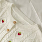 Sweet wind strawberry embroidered cardigan sweater female  1719