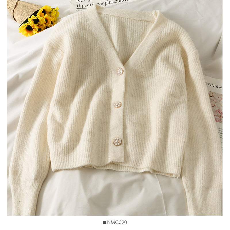Han Fan lockerer und dünner einreihiger Cardigan mit drei Knöpfen 1784
