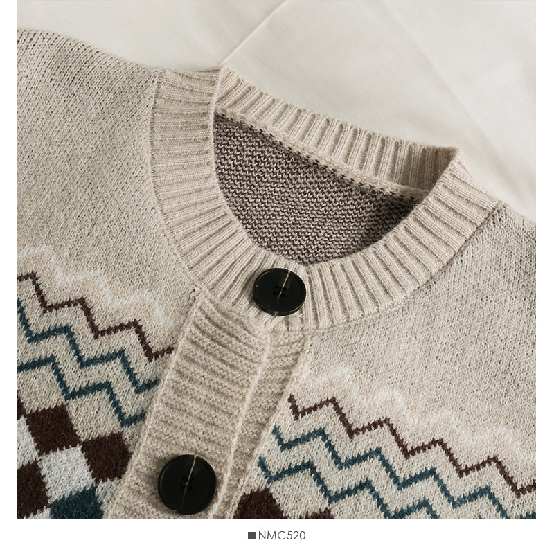 New Plaid single breasted cardigan long sleeved sweater  2055