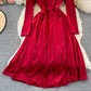 Hepburn style waist closed to show thin temperament, large swing skirt  3237