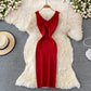 Robe portefeuille sexy à bretelles dos nu et élastique à la mode 3388