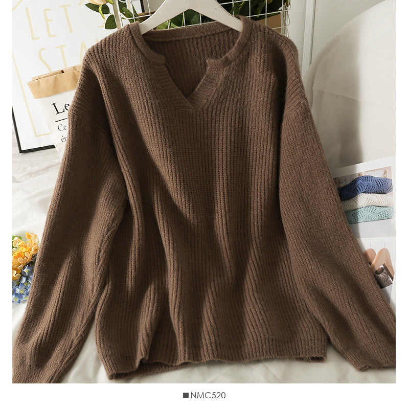 Koreanische Version des dünnen, mittleren und langen einfarbigen Pullovers für Frauen von 1786