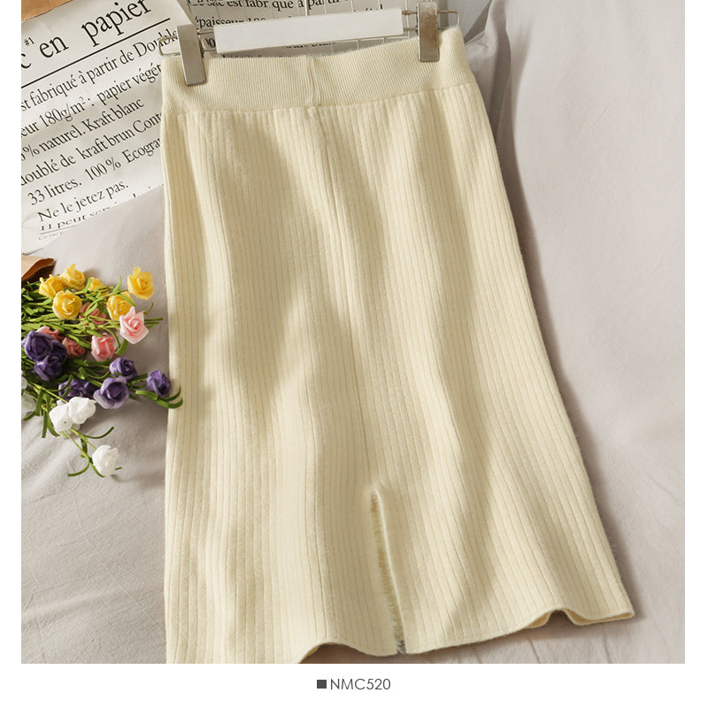 Slim and versatile solid color split knit  2666