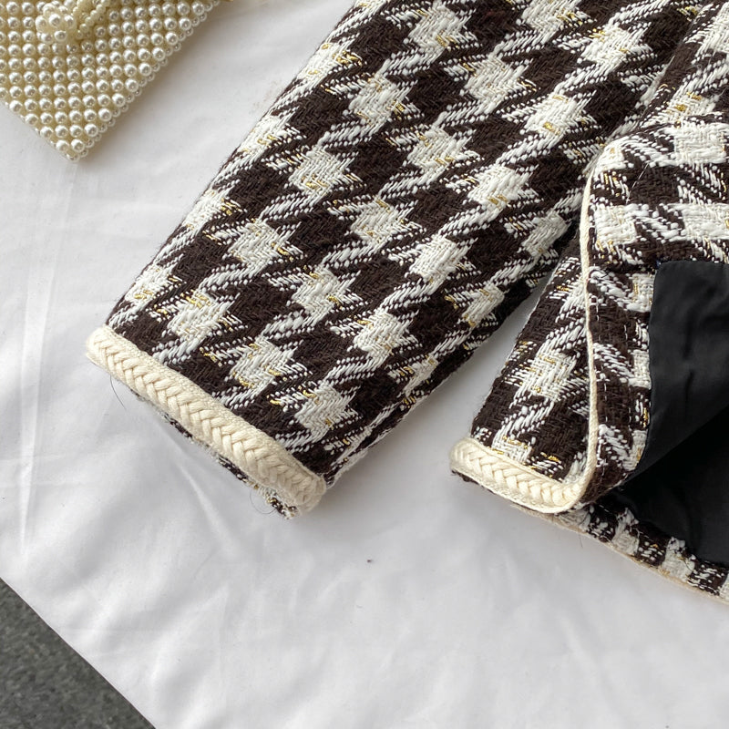 Little fragrant wind celebrity tweed thousand bird lattice coat female  1633