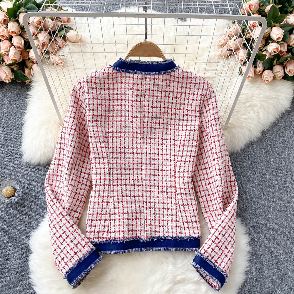 Vintage tweed small fragrance coat with denim design  1561