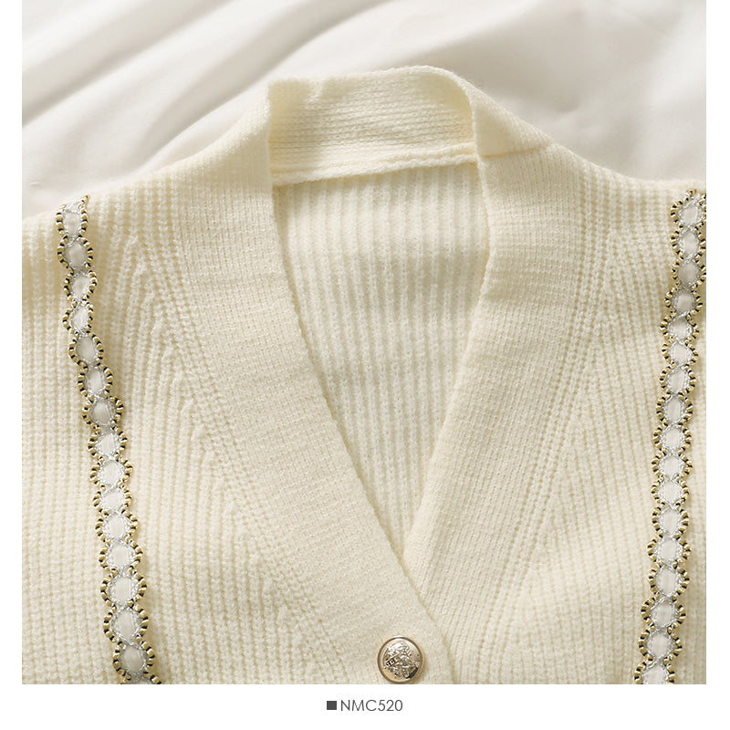 Sweater women's three button cardigan thin V-Neck long sleeve sweater  1755