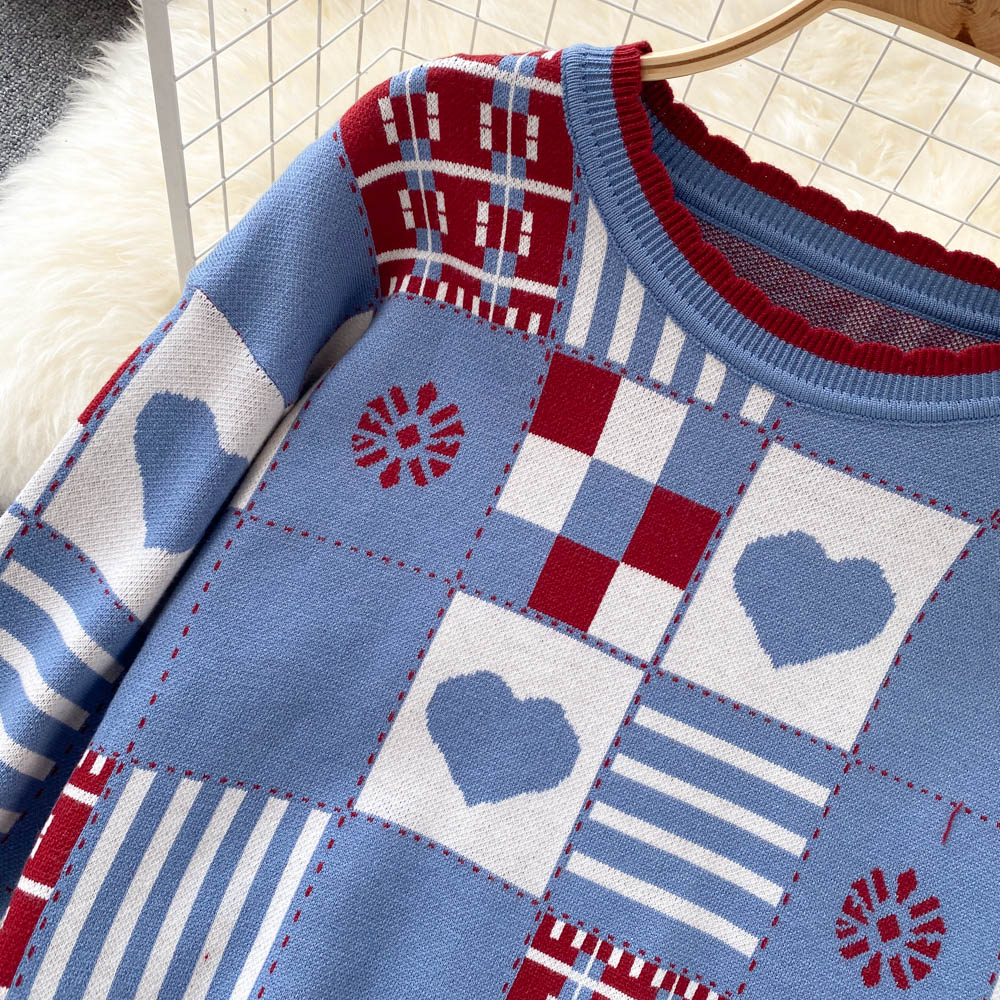 Süßer Strickpullover mit langen Ärmeln 1474