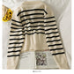 Stripe short loose thin single breasted cardigan women's sweater  2006
