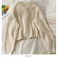 Vintage Revers Langarm einreihige Strickjacke lockerer Pullover 1743