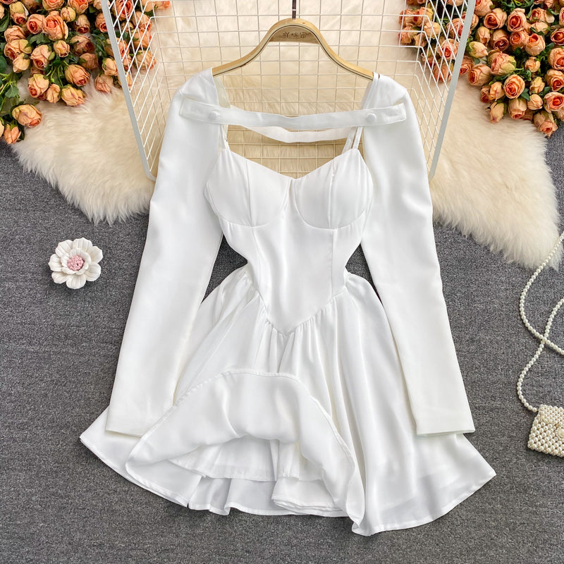 High waist thin bud dress aging sweet fluffy A-line skirt short skirt  3120