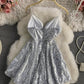 Cute A line sequins short dress  1319