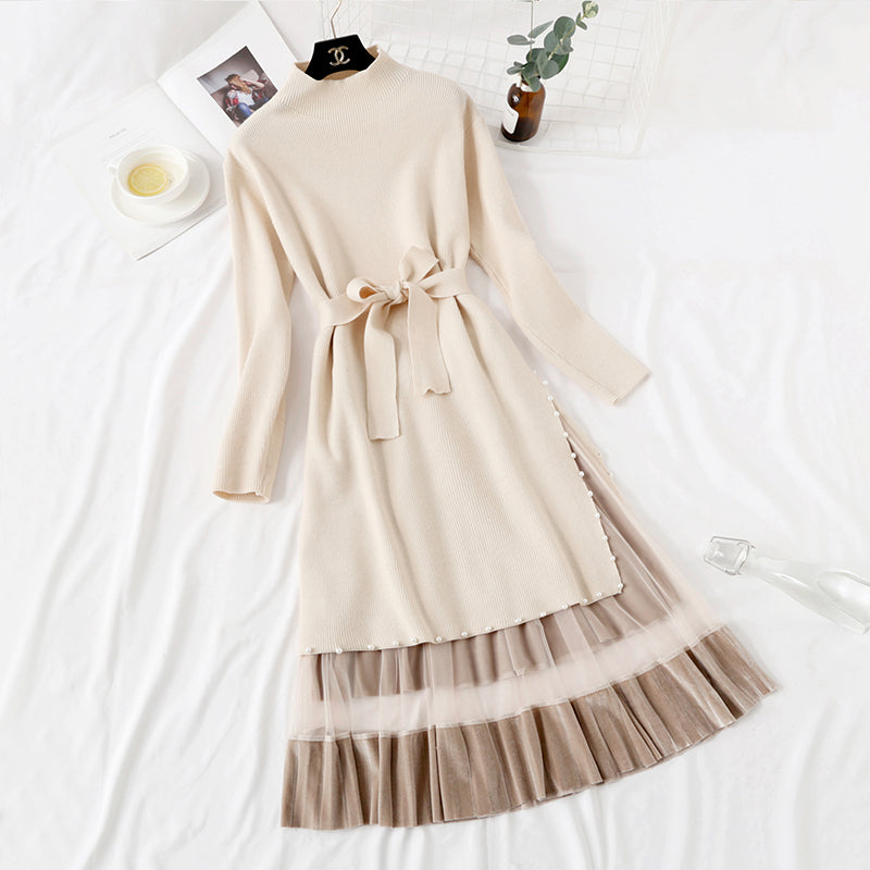 Age reduction suit two piece Pullover temperament knitted dress knee length skirt children  2172