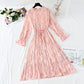 Dress women's French retro pleated waist slim dress  2167
