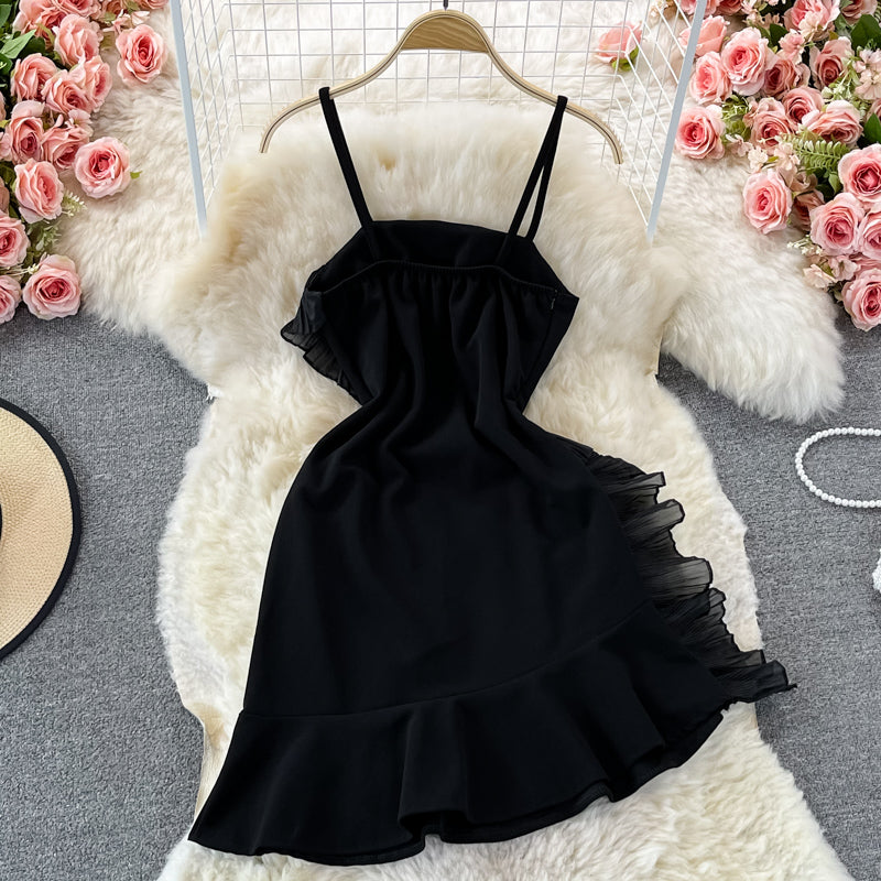 Sexy Strapless suspender ruffled fishtail buttock dress  3126