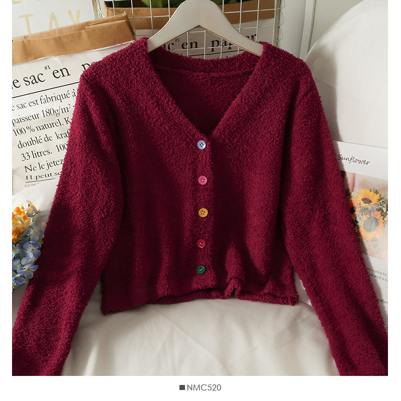 Sweater women's cardigan low neck slim long sleeve granular top  2018