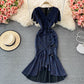 Elegant v neck fishtail dress fashion dress  1326