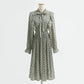 Ruffle French Vintage Long Sleeve Chiffon Dress  2257