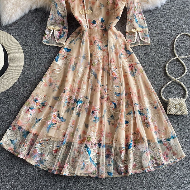 New cheongsam embroidery dress  2963