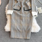 Xiaoxiangfeng doll neck high waist Plaid Dress  3387