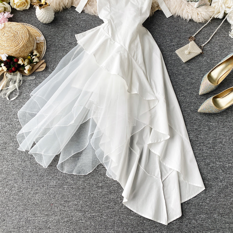 Strapsrock weißes rückenfreies Kleid 2875