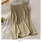 Korean retro waist closed to show thin solid color versatile skirt for women  2659